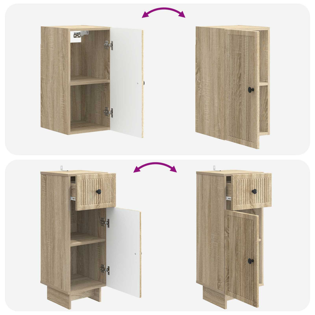vidaXL 4-delige Badkamerkast Set EDE Zwart Bewerkt hout