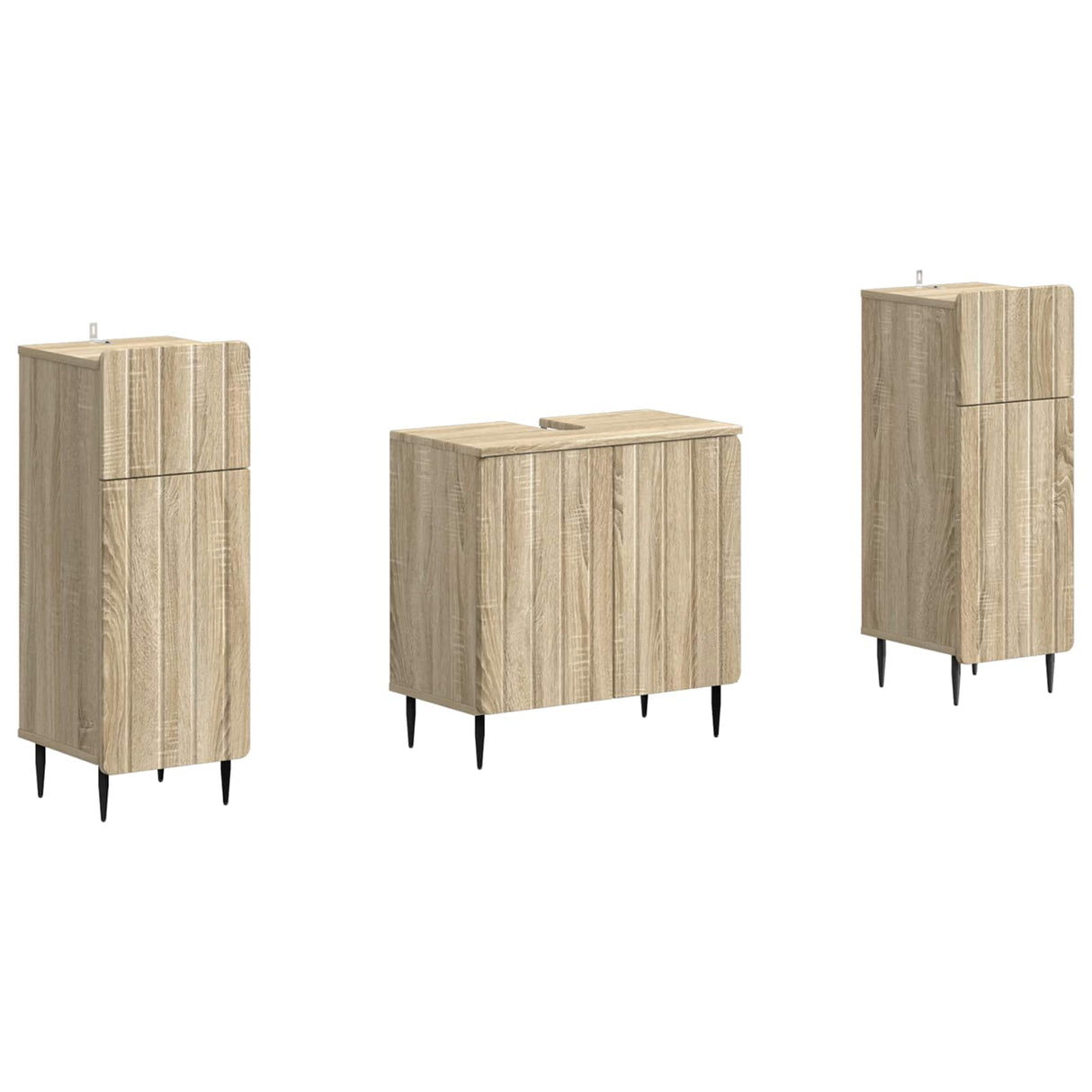vidaXL 2-delige Badkamerkast Set EDE Zwart Bewerkt hout