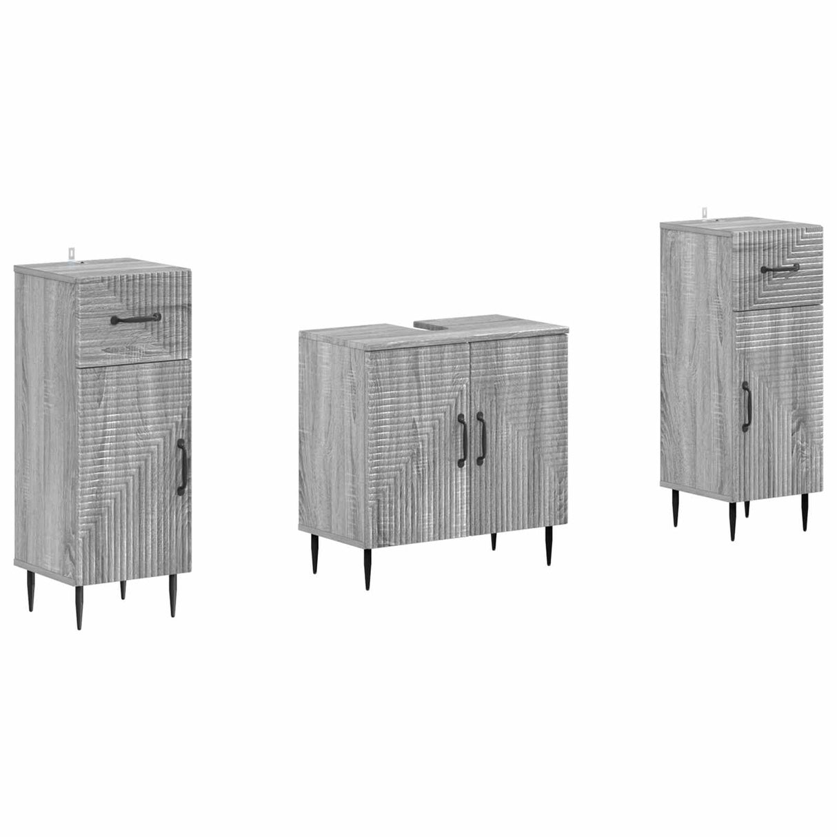 vidaXL 2-delige Badkamerkast Set EDE Zwart Bewerkt hout