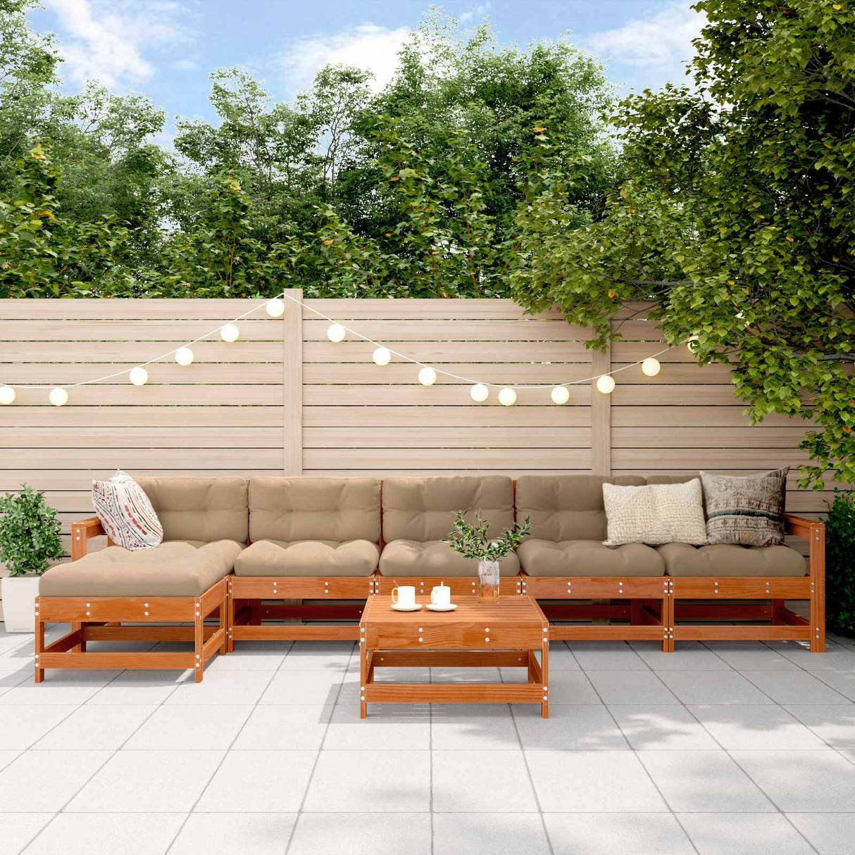vidaXL 7-delige Loungeset massief grenenhout