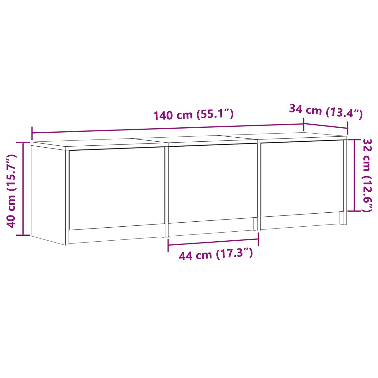 vidaXL TV Kast met LEDs Oud Hout 140 x 34 x 40 cm Bewerkt hout