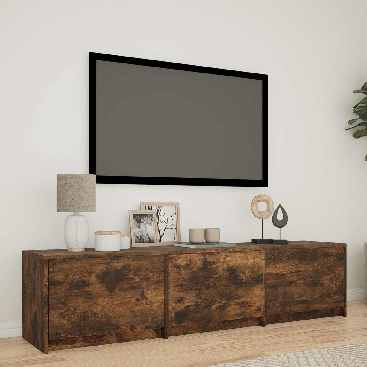 vidaXL TV Kast met LEDs Oud Hout 140 x 34 x 40 cm Bewerkt hout