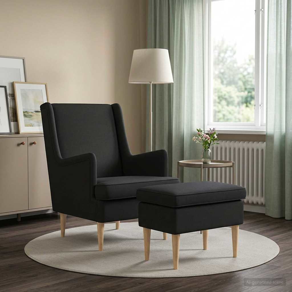 vidaXL Fauteuil met Voetenbank 2 st Lichtgrijs Stof