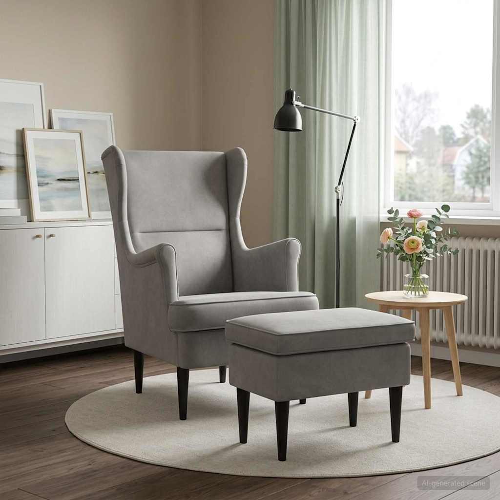 vidaXL Fauteuil met Voetenbank 2 st Lichtgrijs Fluweel