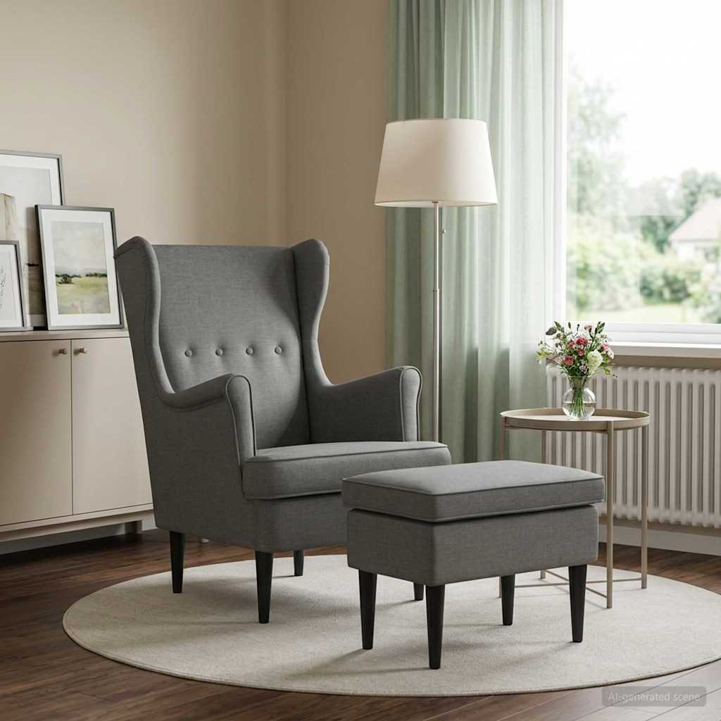vidaXL Armchair with Footrest 2 pcs Light Grey Fabric