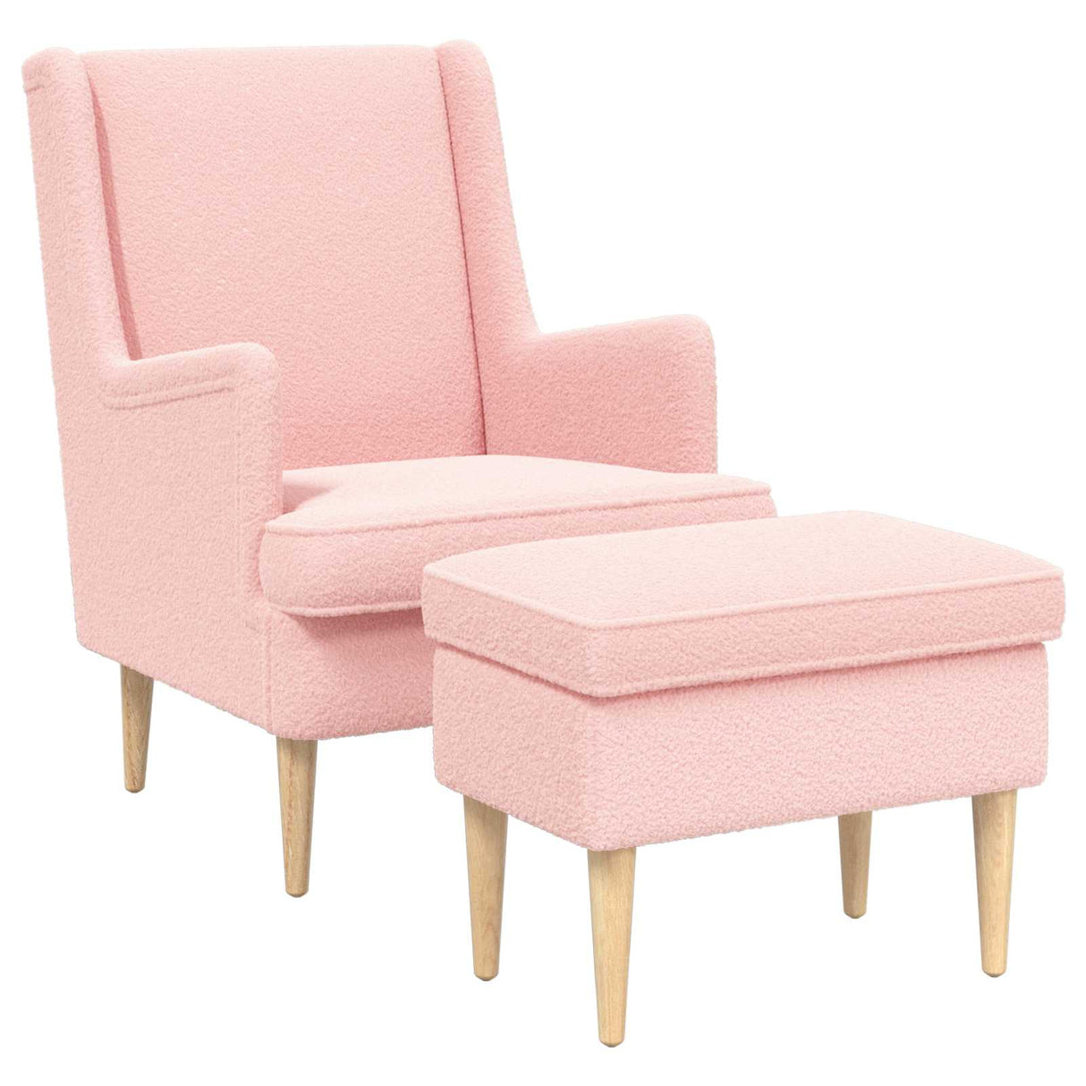 vidaXL Fauteuil met Voetenbank 2 st Crèmekleurig Bouclé