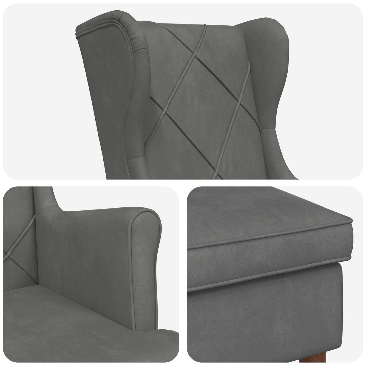 vidaXL Fauteuil met Voetenbank 2 st Lichtgrijs Fluweel