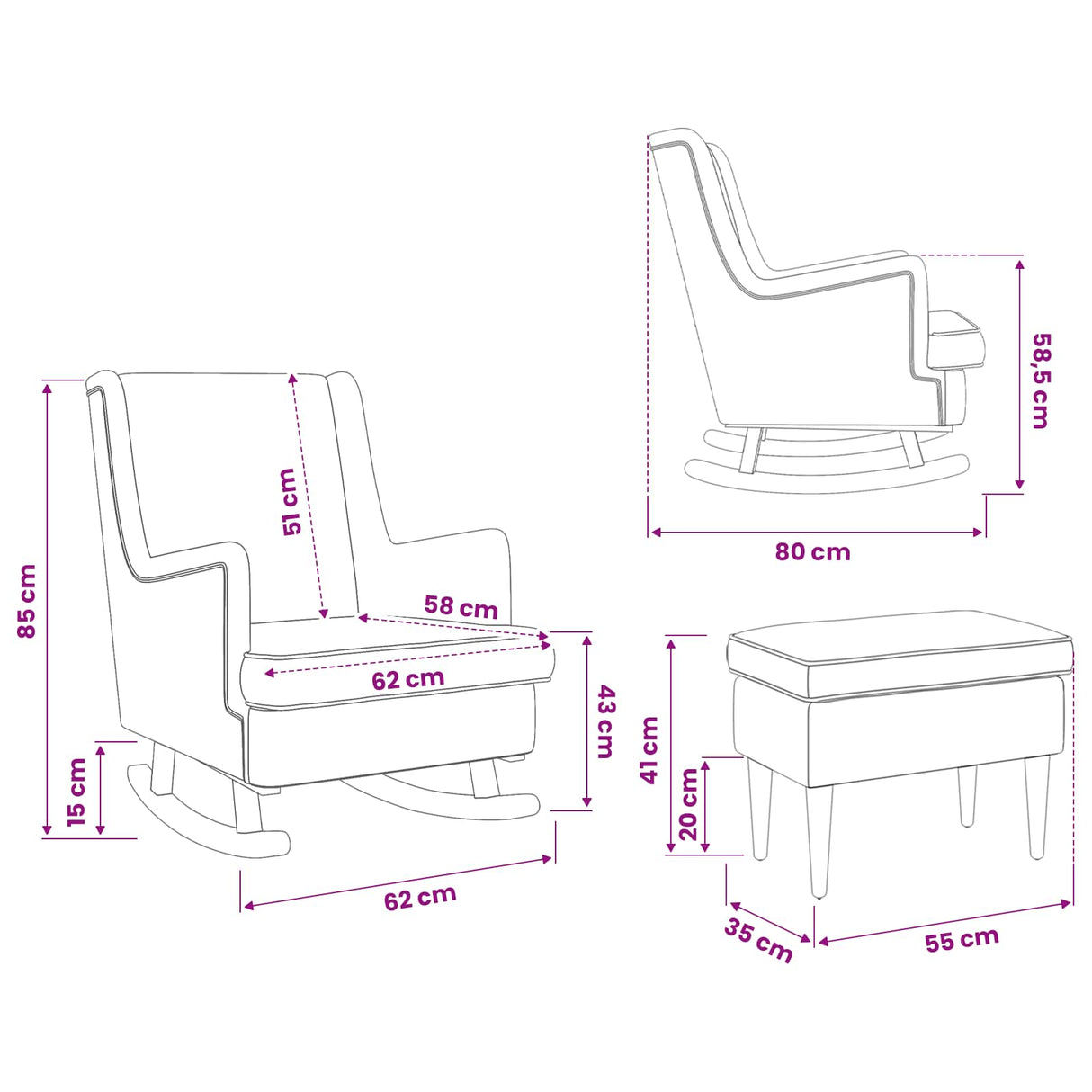 vidaXL Armchair with Footstool 2 pcs Light Grey Fabric