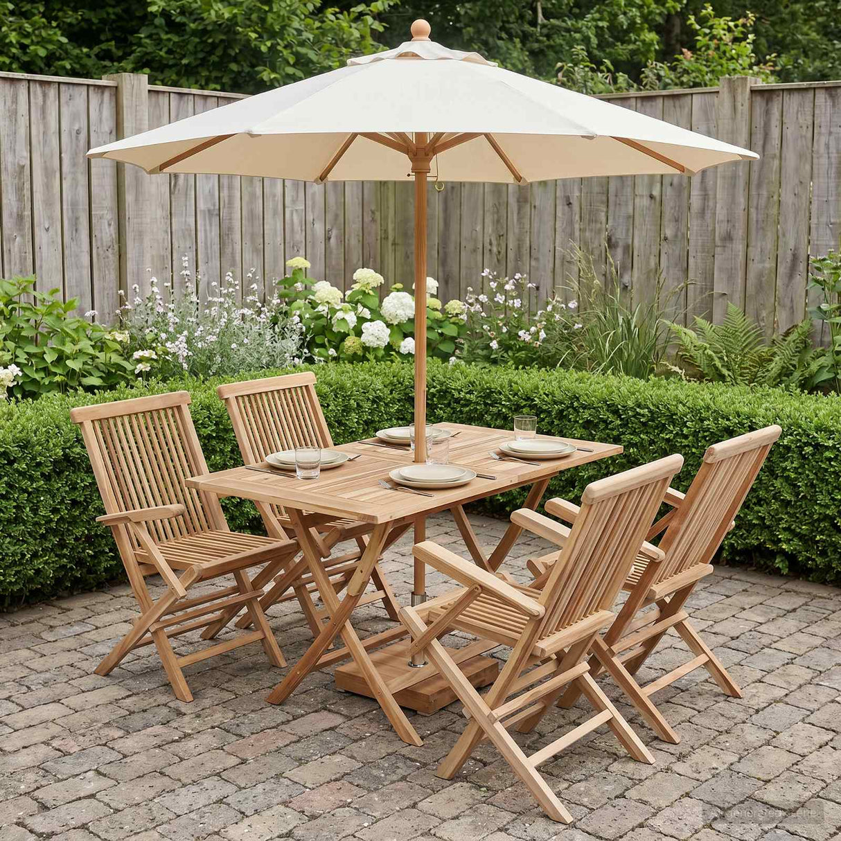 vidaXL Garden Furniture Set 5 pcs Natural Solid Teak