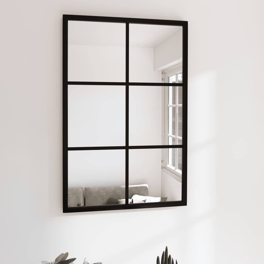 vidaXL Wandspiegels 2 st 80x60 cm metaal zwart