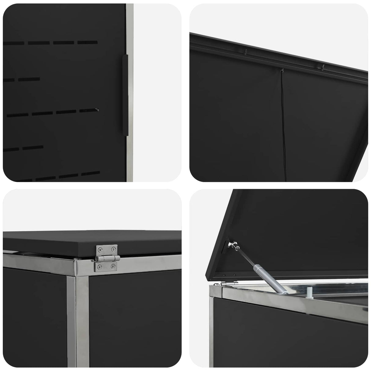 vidaXL Afvalbak Opslag Zwart 138 x 77,5 x 112,5 cm Roestvrij staal
