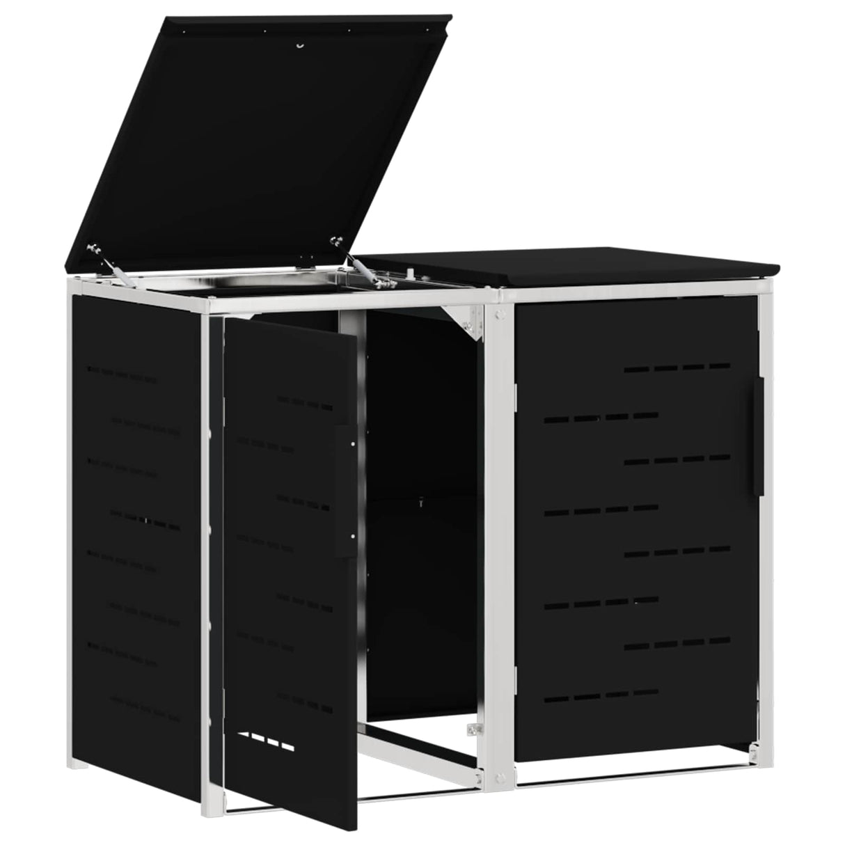 vidaXL Afvalbak Opslag Zwart 138 x 77,5 x 112,5 cm Roestvrij staal