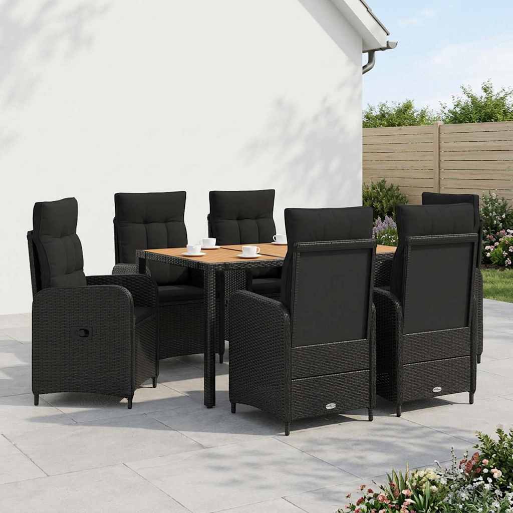 vidaXL Buiten Eettafel Set 3 st Zwart PE rotan en poedergecoat staal