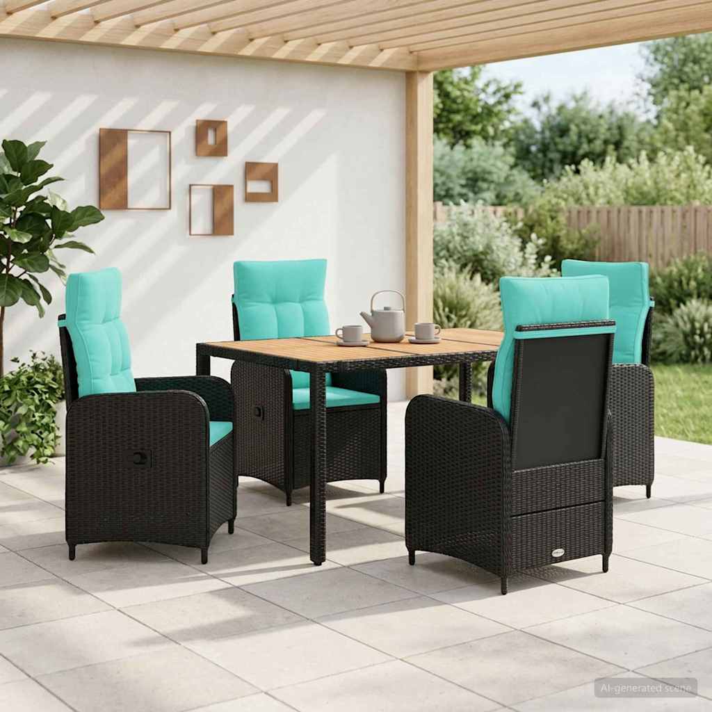 vidaXL Buiten Eettafel Set 3 st Zwart PE rotan en poedergecoat staal