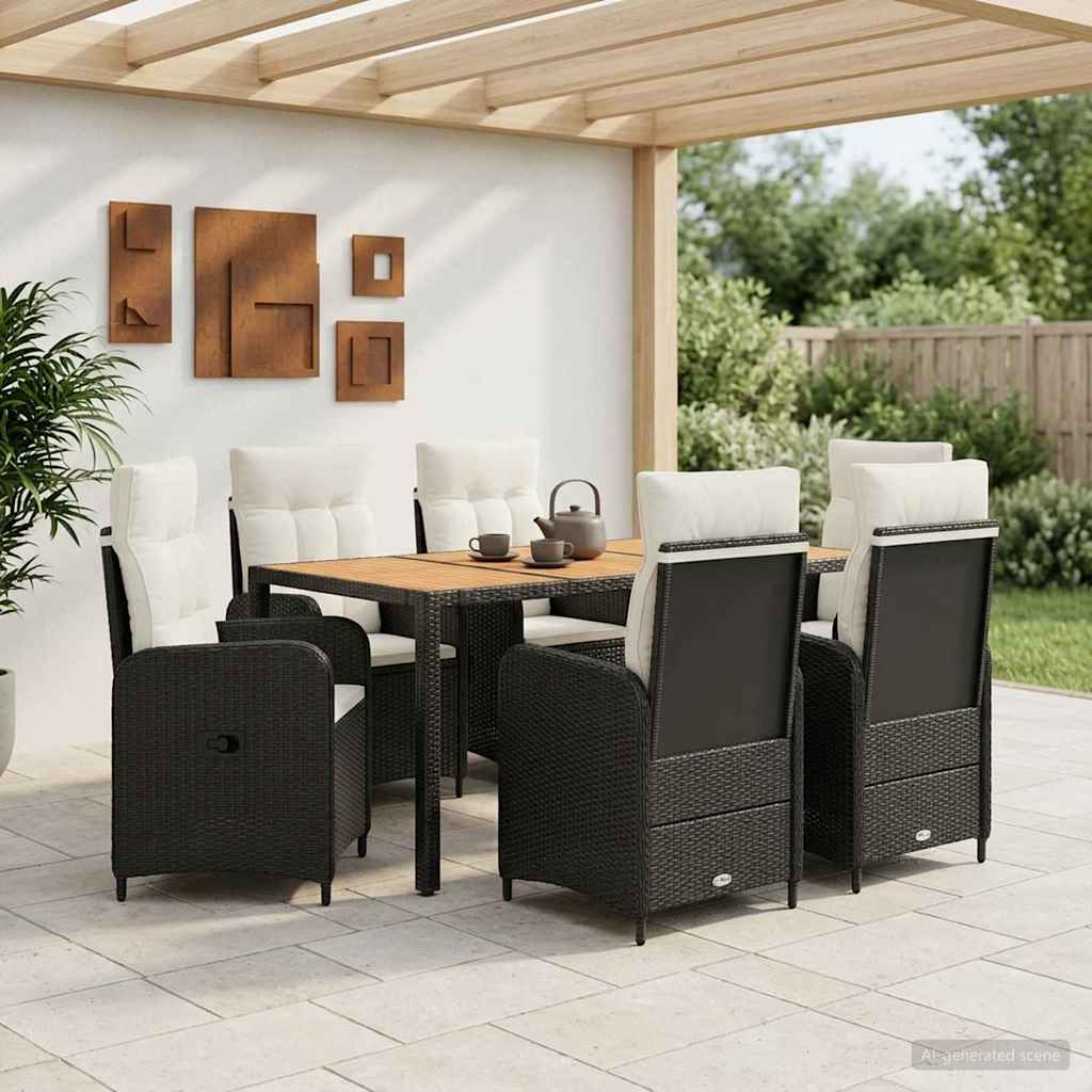 vidaXL Buiten Eettafel Set 3 st Zwart PE rotan en poedergecoat staal