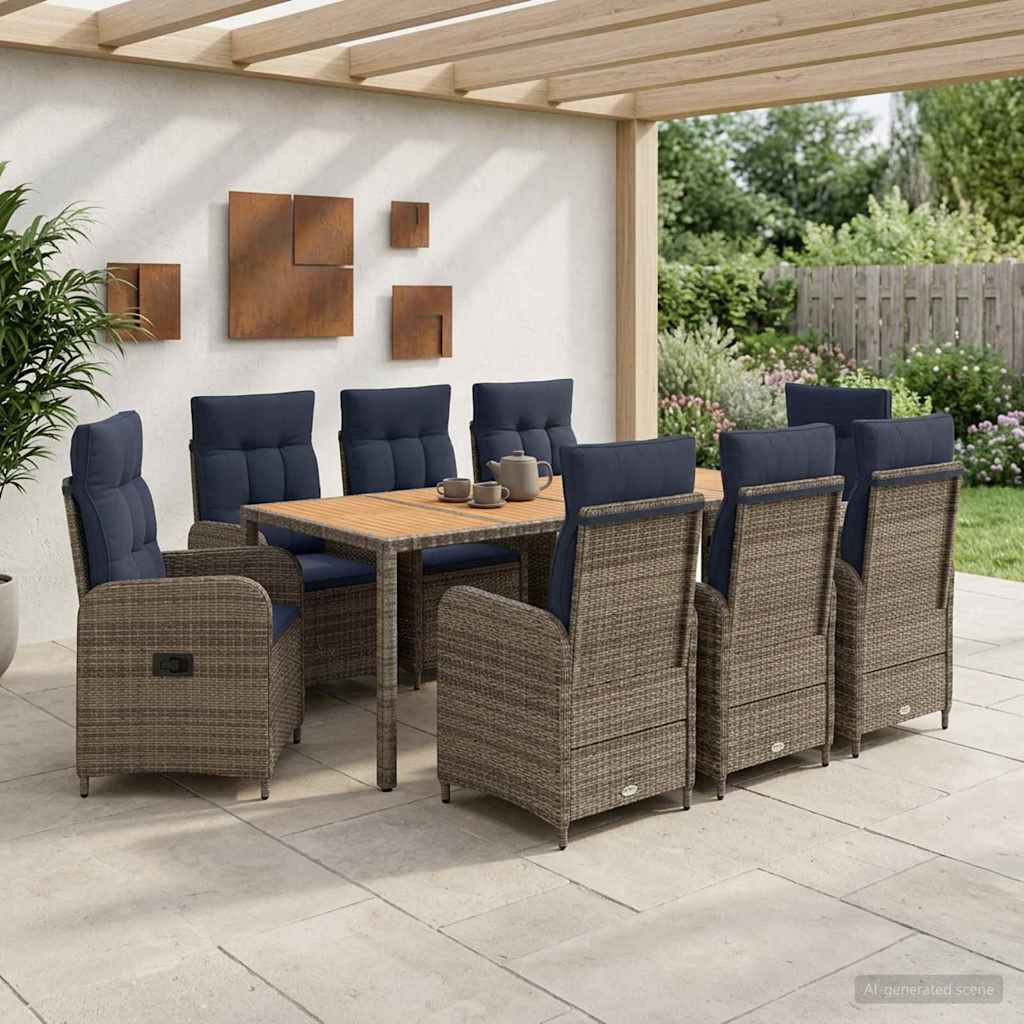 vidaXL Buiten Eettafel Set 3 st Zwart PE rotan en poedergecoat staal