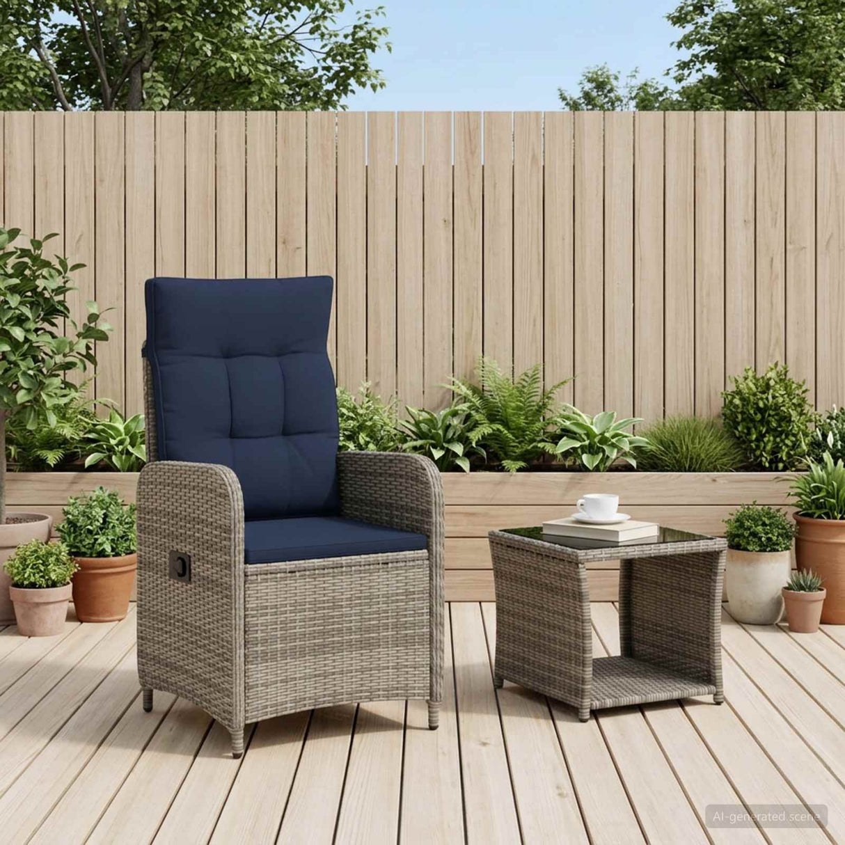 vidaXL Tuin loungeset 2 st Zwart PE rotan en poedergecoat staal