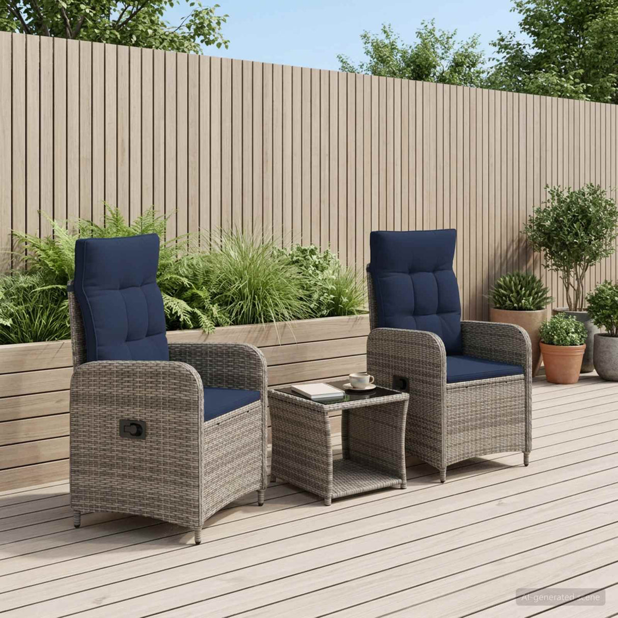 vidaXL Tuin loungeset 2 st Zwart PE rotan en poedergecoat staal