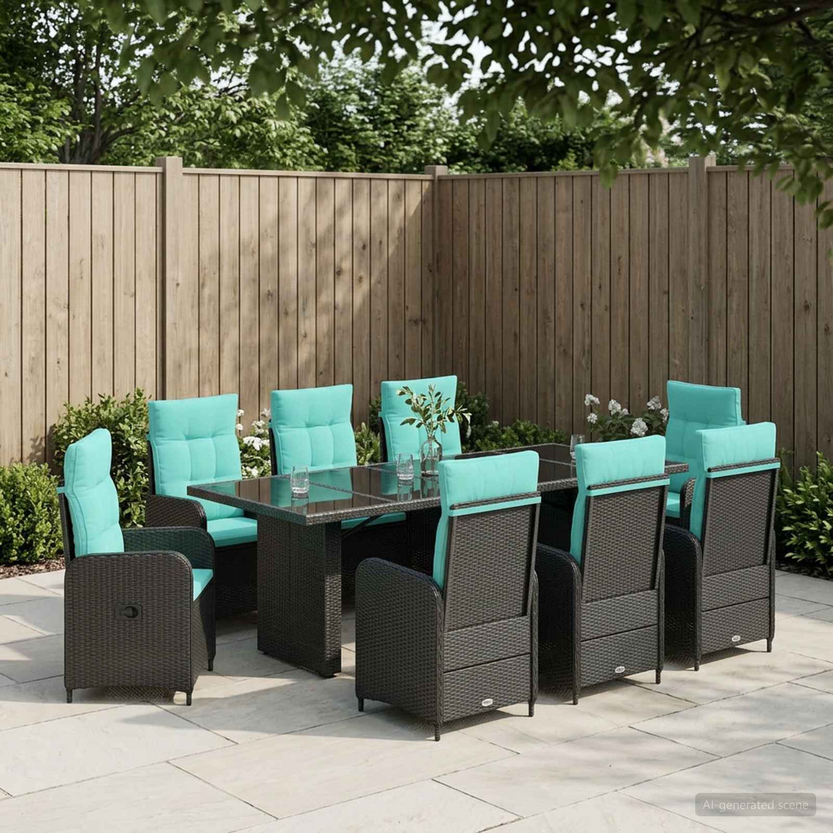 vidaXL Outdoor Dining Set 7 pcs Black poly rattan
