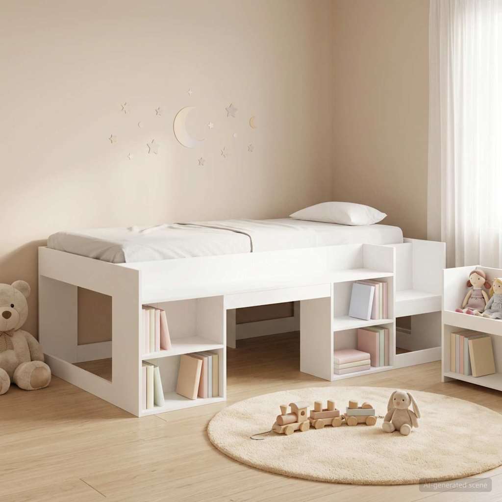 vidaXL Kinderbedframe met opbergruimte Wit 80 x 200 cm Bewerkt hout