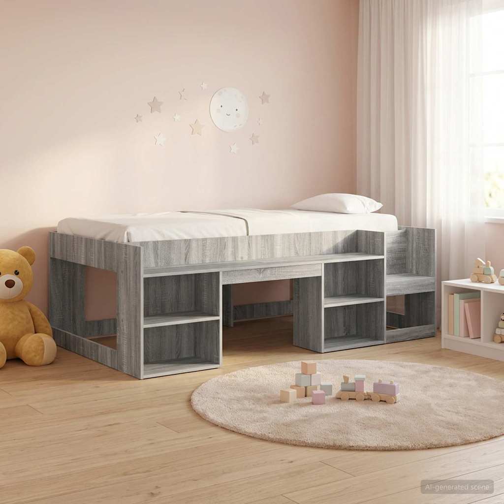 vidaXL Kinderbedframe met opbergruimte Wit 80 x 200 cm Bewerkt hout