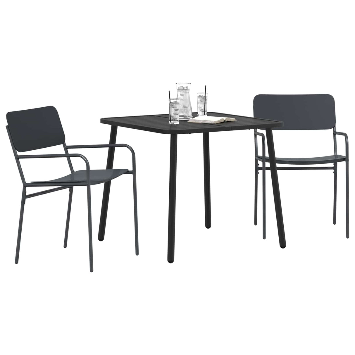 vidaXL Dining Set 3 Pieces Anthracite Steel