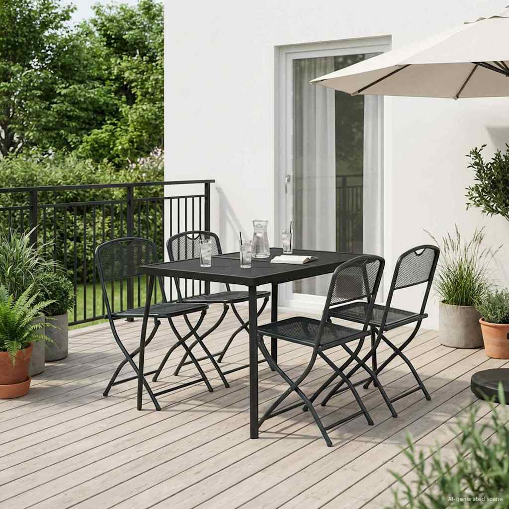 vidaXL Ensemble de mobilier d'extérieur 5 pcs Fer et Acier Anthracite