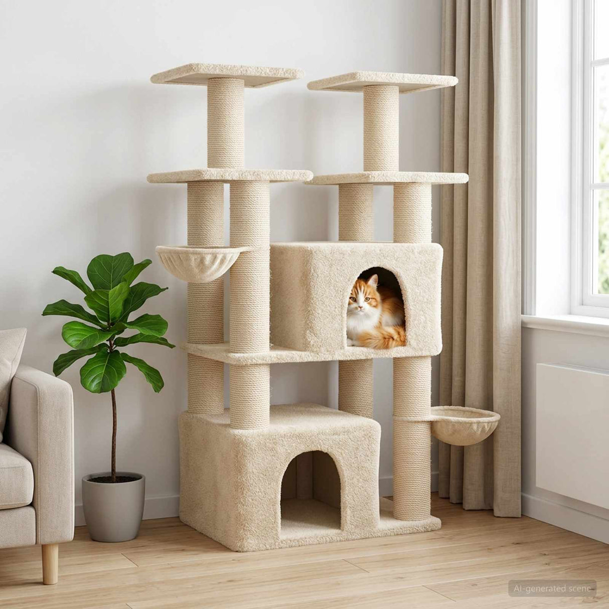 vidaXL Kattentoren met sisal krabpalen 2 st Lichtgrijs 147 cm
