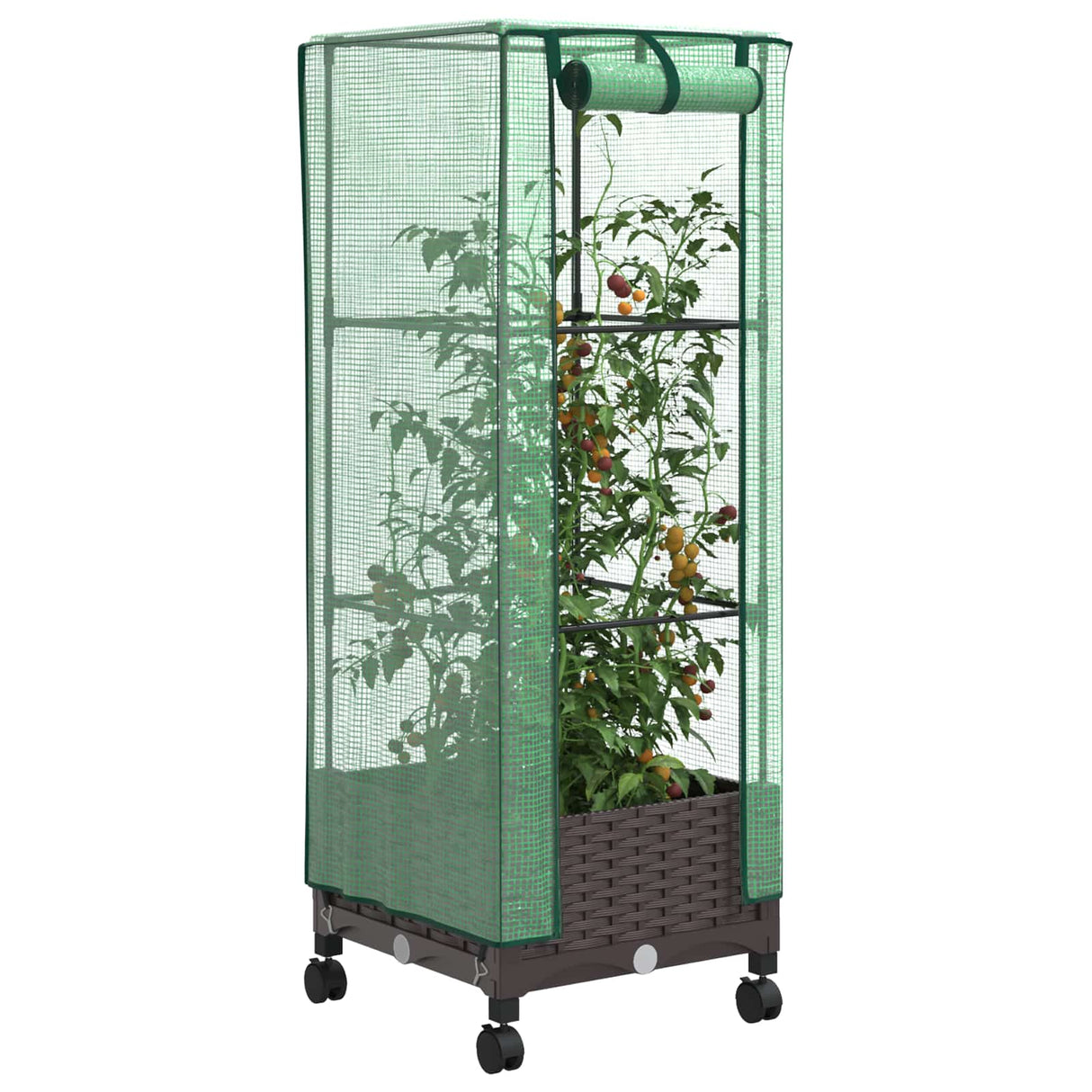 vidaXL Plantenbak verhoogd met kashoes 40x40x123 cm rattanlook
