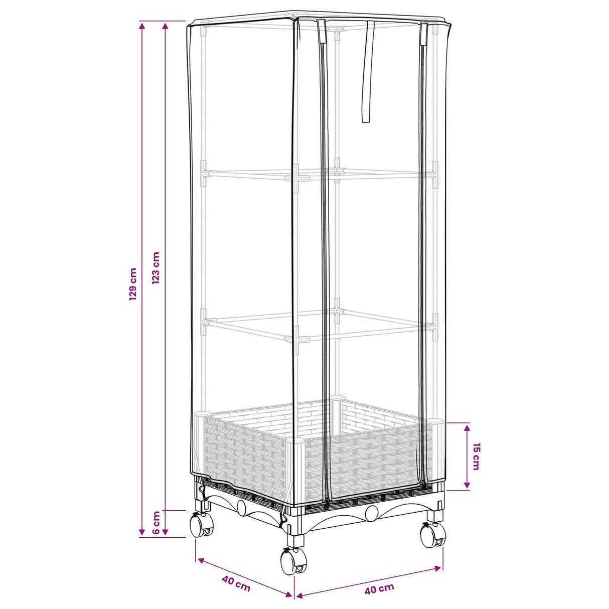 vidaXL Plantenbak verhoogd met kashoes 40x40x123 cm rattanlook