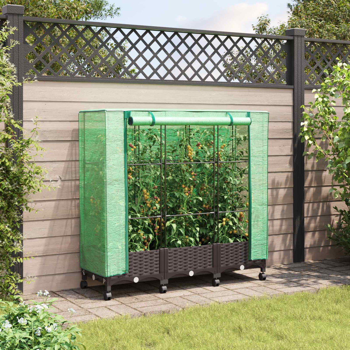 vidaXL Plantenbak verhoogd met kashoes 40x40x123 cm rattanlook