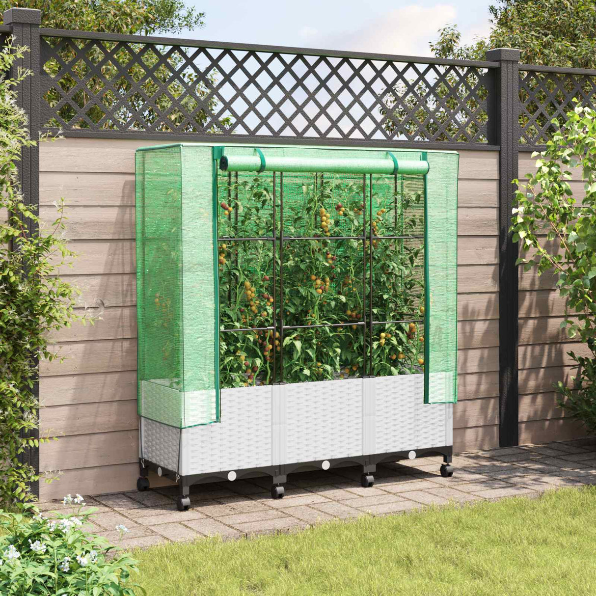 vidaXL Plantenbak verhoogd met kashoes 40x40x123 cm rattanlook