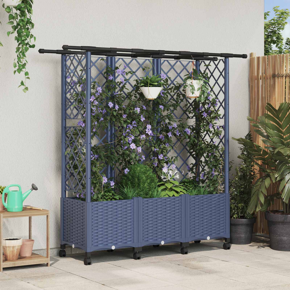 vidaXL Verhoogd Bed met Trellis en Dak Bruin 124 x 40 x 129 cm PP