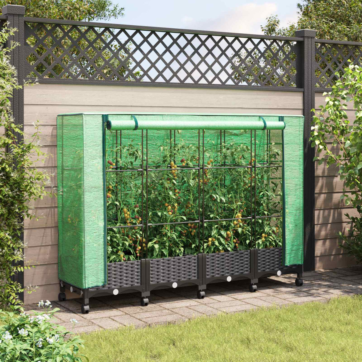 vidaXL Plantenbak verhoogd met kashoes 40x40x123 cm rattanlook