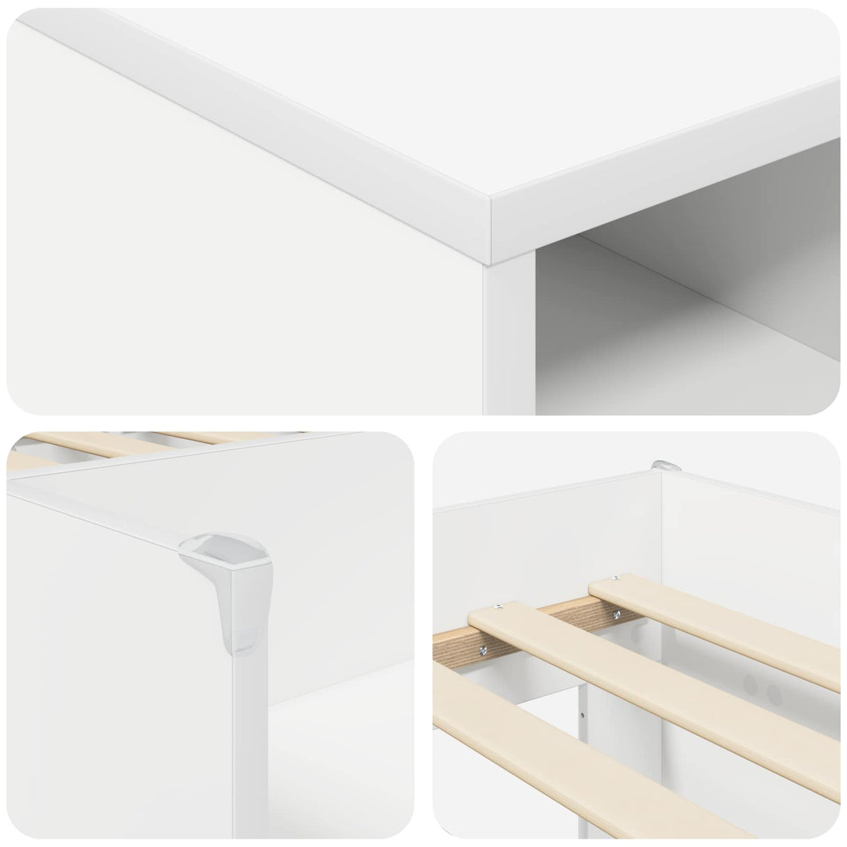 vidaXL Loft Bed Frame with Cabinet with shelf 3 pcs White Engineered wood
