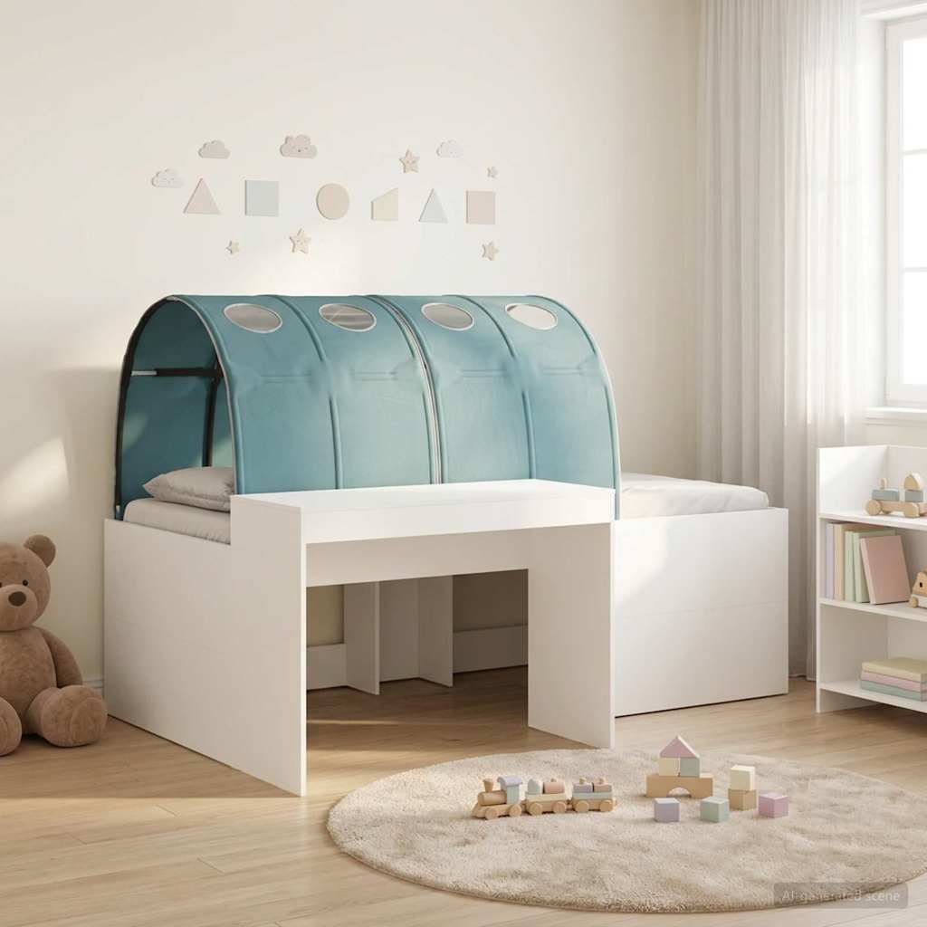 vidaXL Bed with Tunnel 4 pcs White and Light Blue Engineered Wood