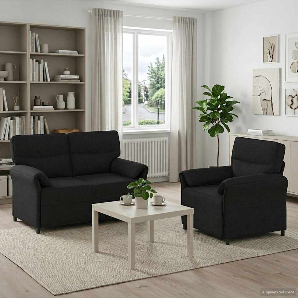 vidaXL Sofa Set 2 pcs Light Grey Fabric
