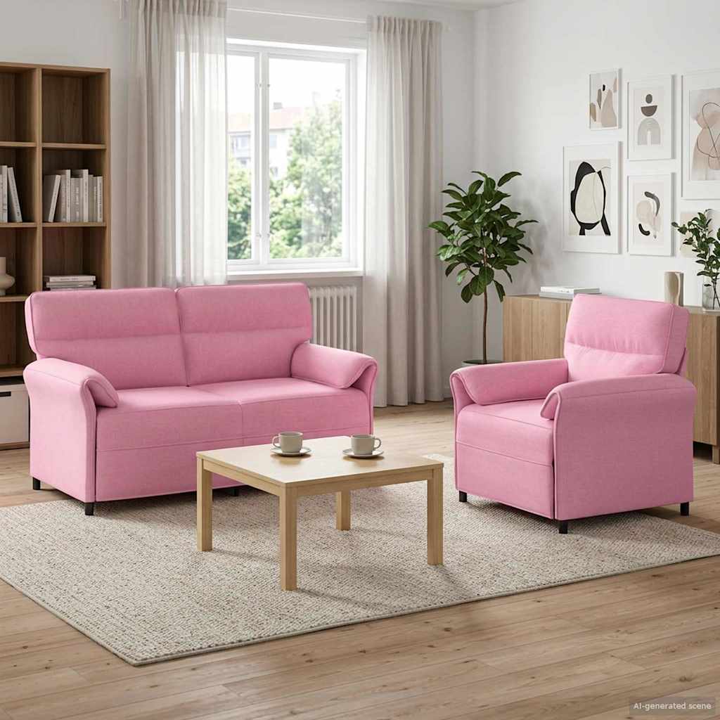 vidaXL Sofa Set 2 pcs Light Grey Fabric