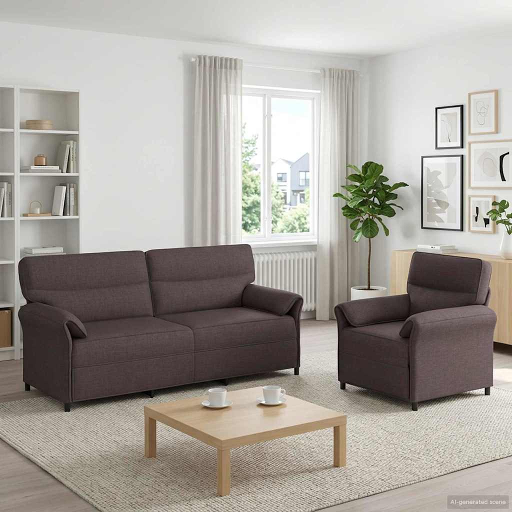 vidaXL Sofa Set 2 pcs Light Grey Fabric