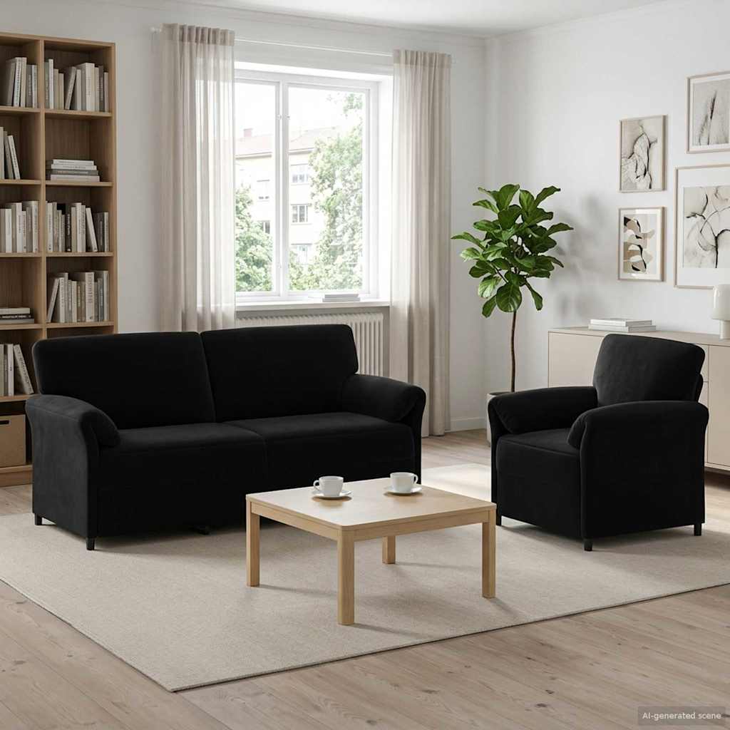 vidaXL Bankstel 2 st Lichtgrijs Fluweel