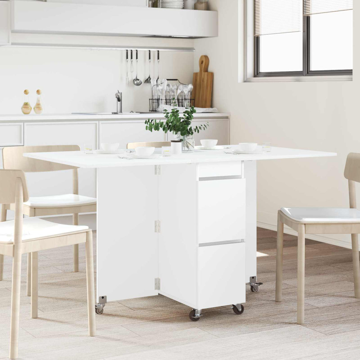 vidaXL Dining table 2 pcs 140 x 80 x 77 cm Engineered wood White Rectangular