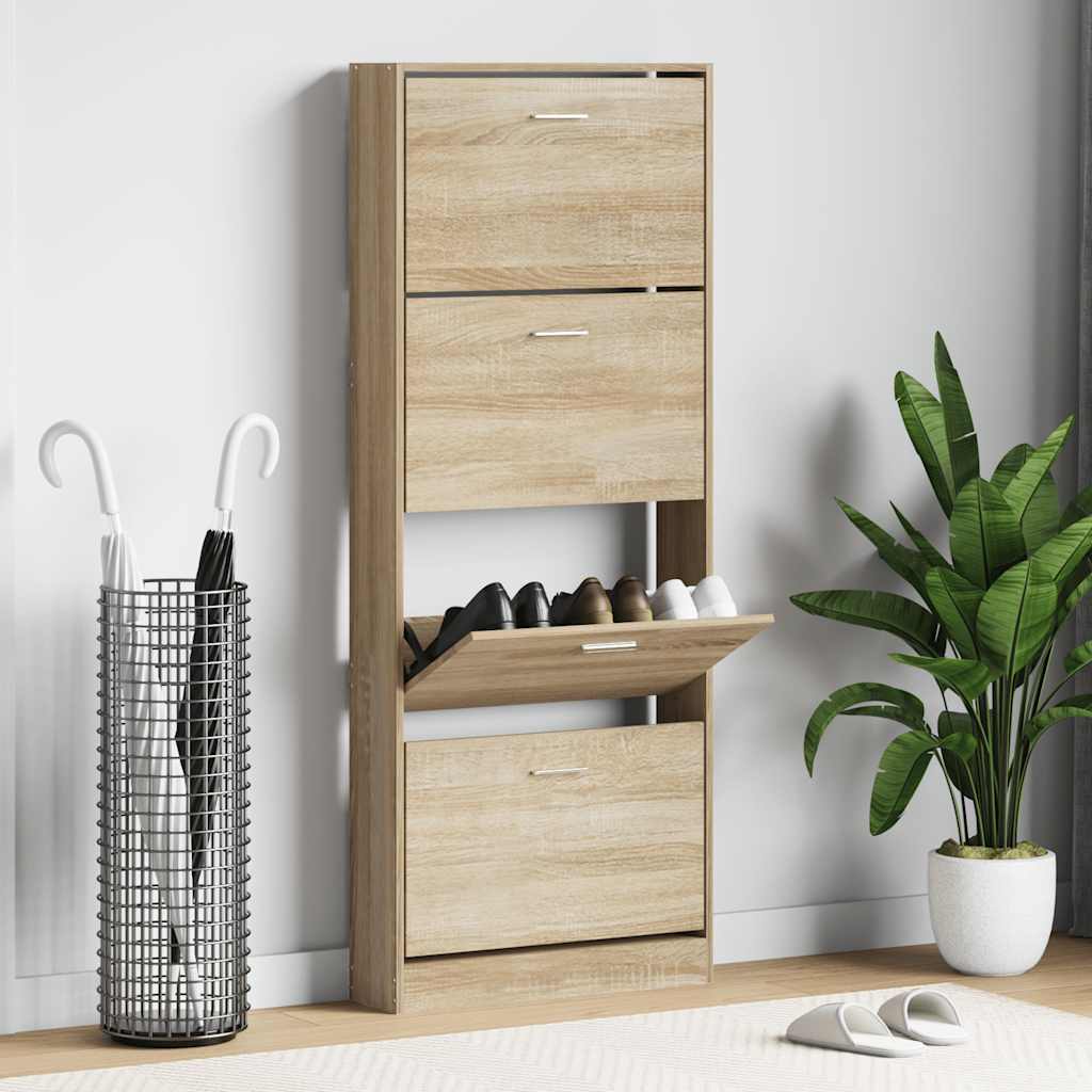 vidaXL Schoenenkast 59x17x169 cm bewerkt hout hoogglans wit