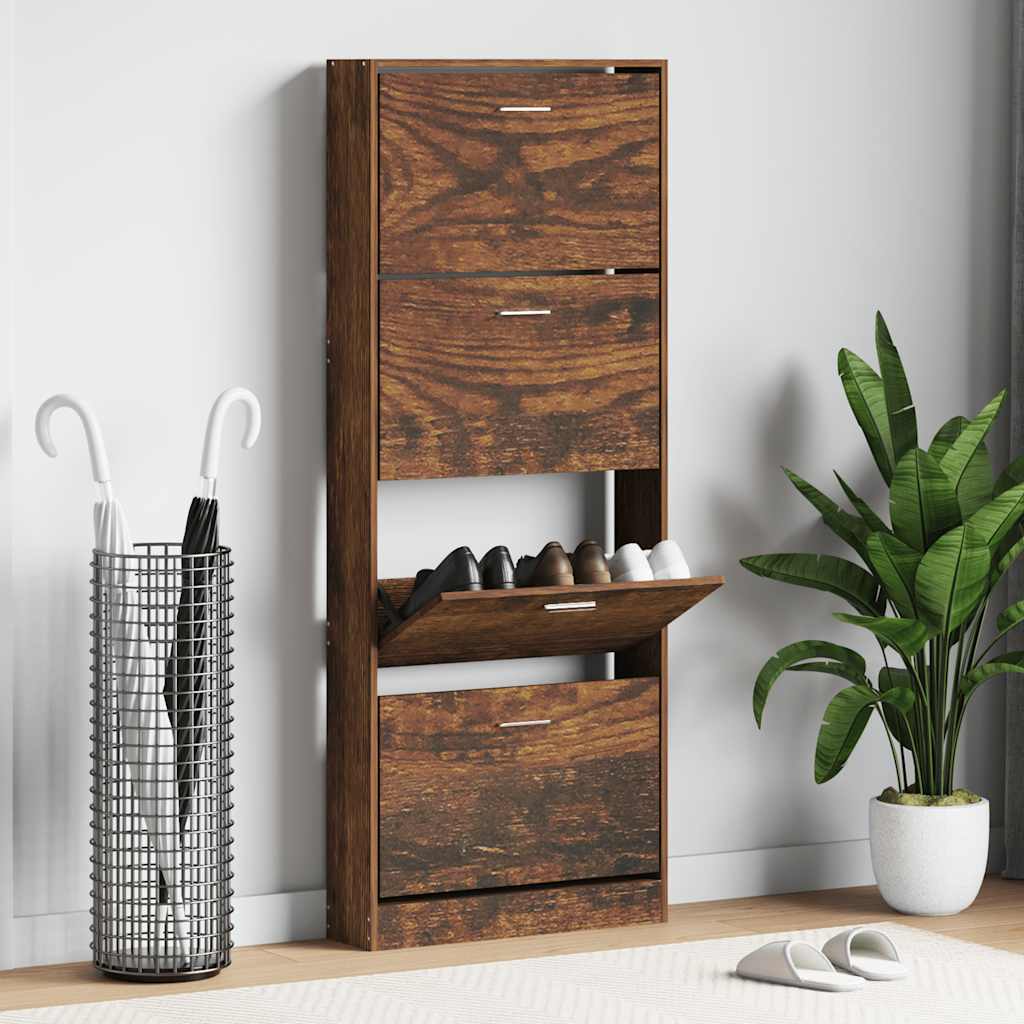 vidaXL Schoenenkast 59x17x169 cm bewerkt hout hoogglans wit