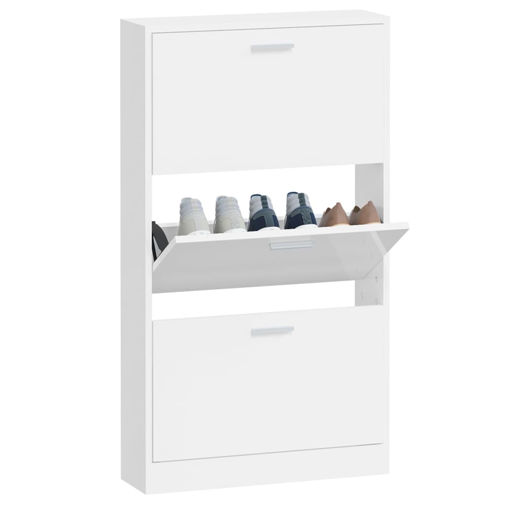 vidaXL Schoenenkast 59x17x169 cm bewerkt hout hoogglans wit
