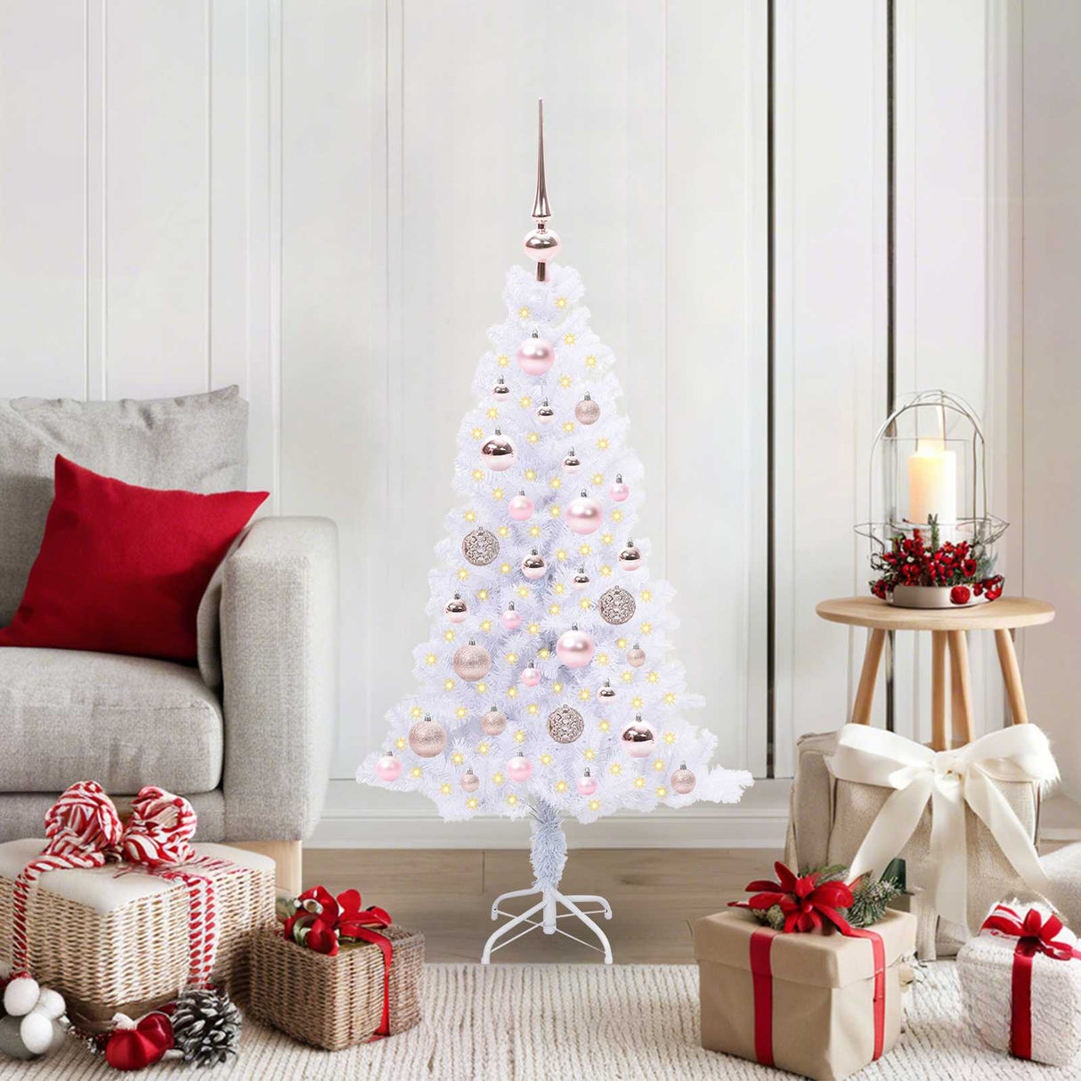 vidaXL Kunstkerstboom met 150 LED Wit 120 cm PVC en Staal