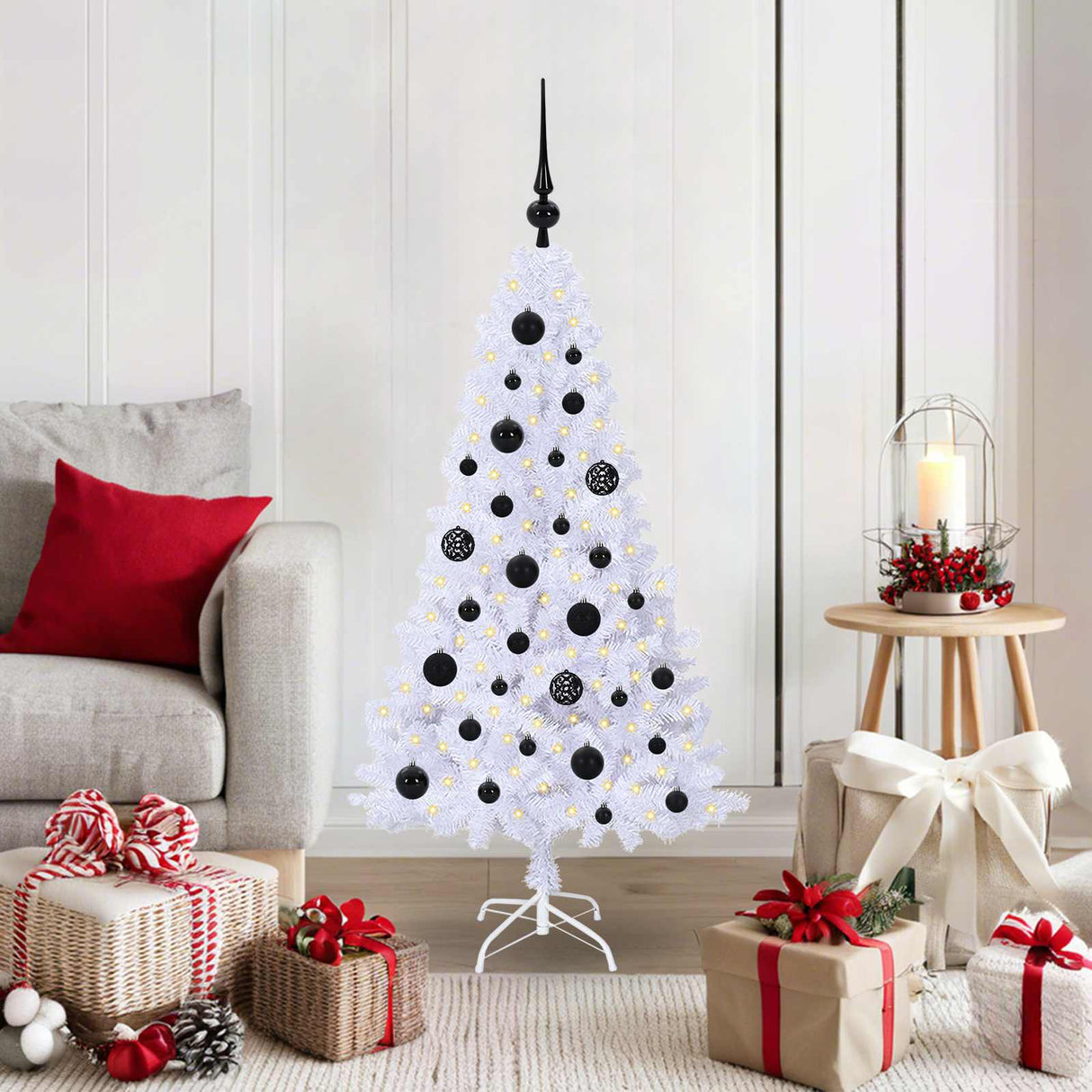vidaXL Artificial Christmas Tree with 150 LED White 120 cm PVC and Steel