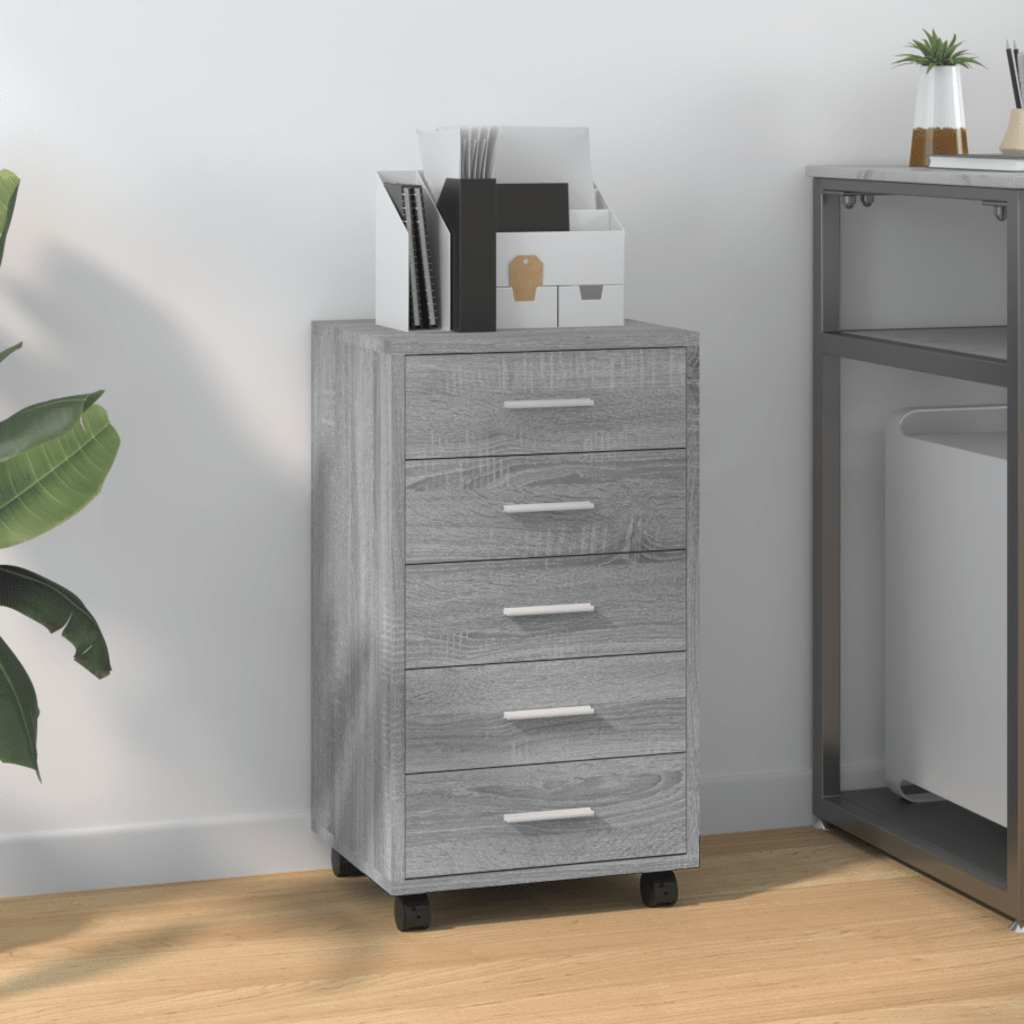 vidaXL Ladekast met wieltjes bewerkt hout zwart