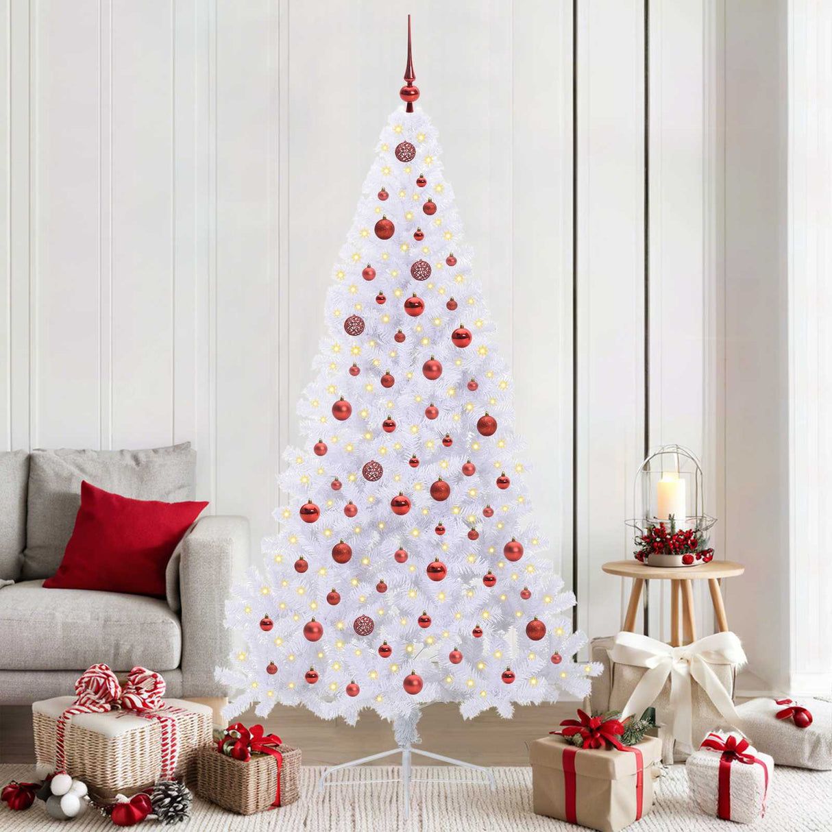 vidaXL Kunstkerstboom met 300 LED Wit 210 cm PVC en Staal