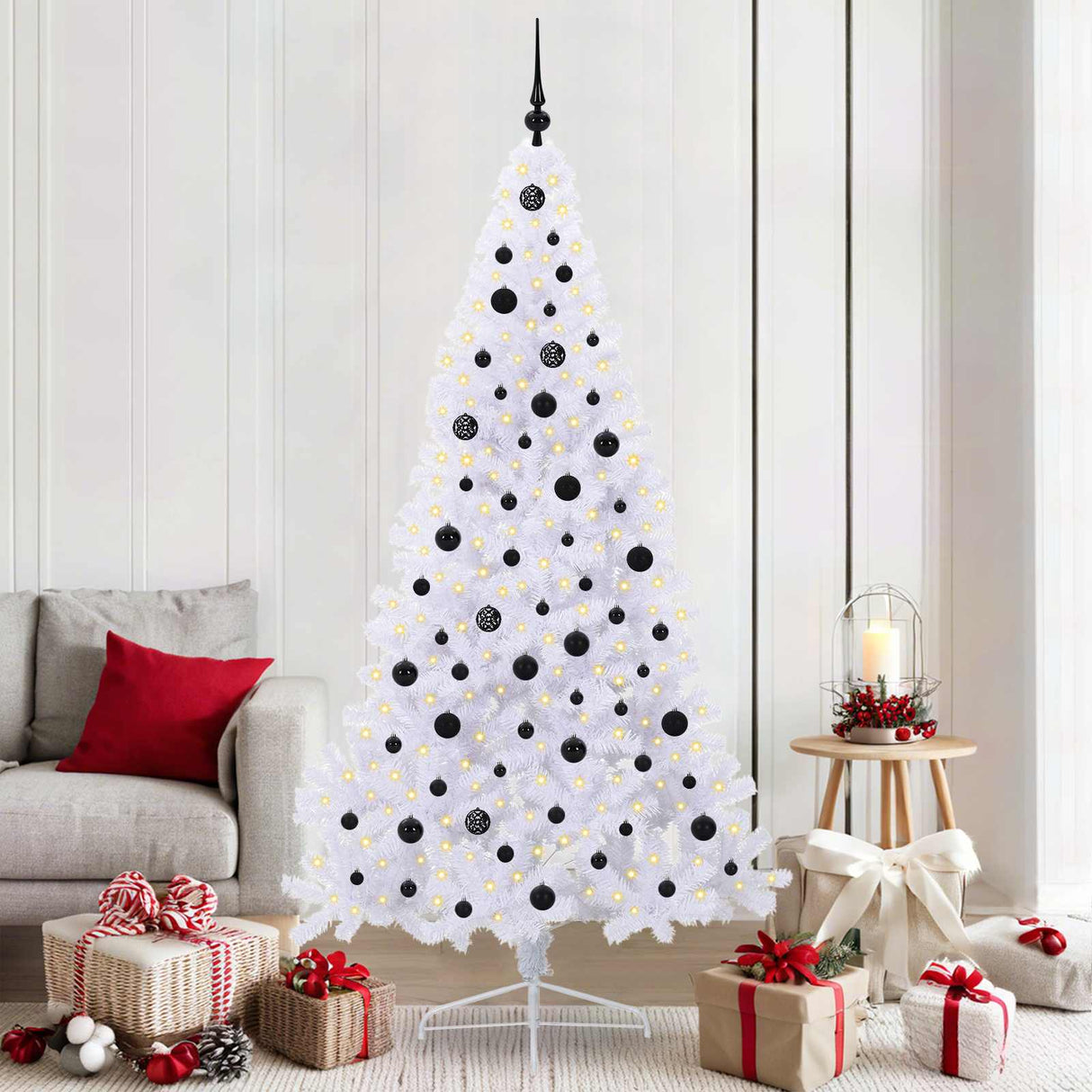 vidaXL Kunstkerstboom met 300 LED Wit 210 cm PVC en Staal