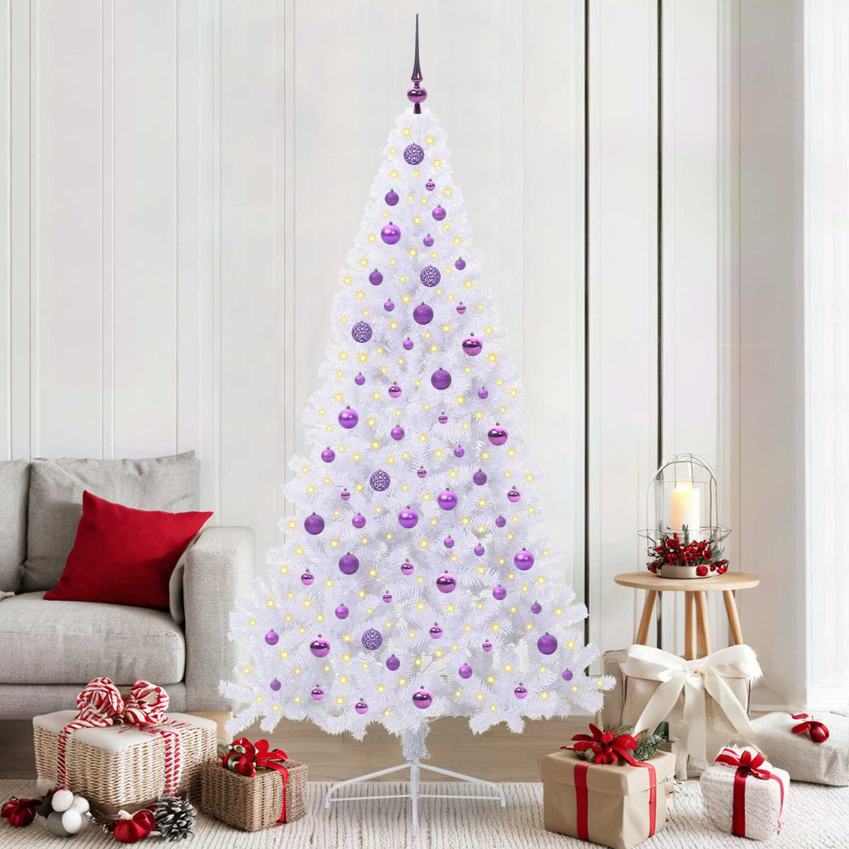vidaXL Kunstkerstboom met 300 LED Wit 210 cm PVC en Staal
